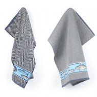 Hand- en Theedoek - Vissen - Donker Blauw